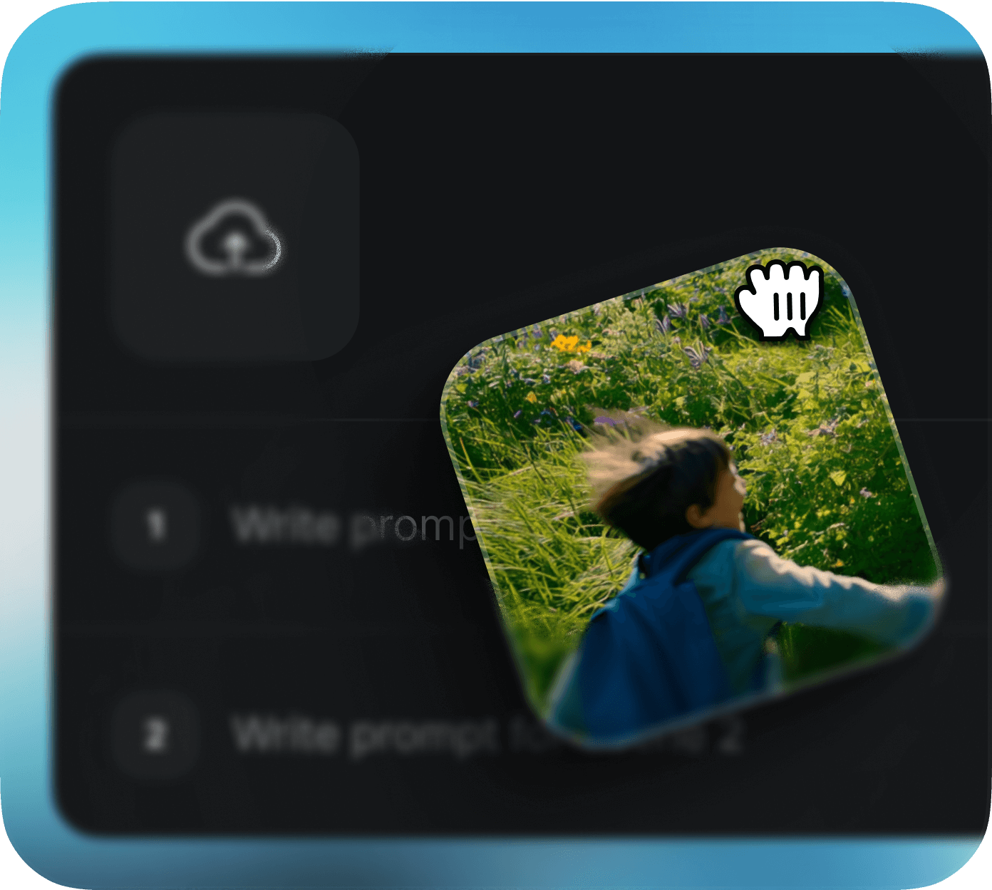 Using an image reference in Sora 2.0 AI video generator to guide motion and framing, showing a child running through a wildflower field.